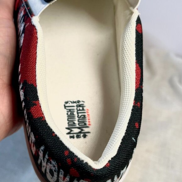 Midnight Monster Horror Slip-On Sneakers – Sunflower Eyes & Blood Splatter Art - Picture 14 of 16
